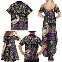 Mardi Gras Pelican Family Matching Summer Maxi Dress and Hawaiian Shirt Let the Good Times Roll
