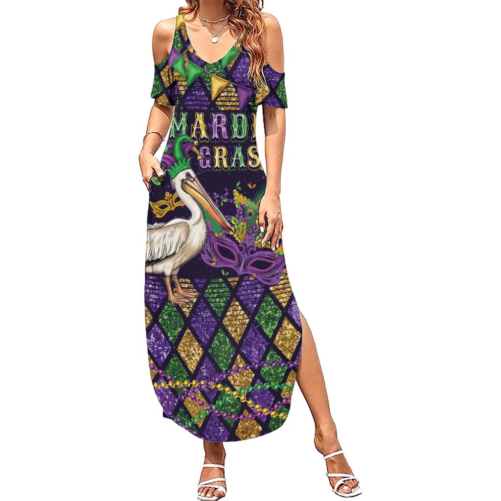Mardi Gras Pelican Family Matching Summer Maxi Dress and Hawaiian Shirt Let the Good Times Roll