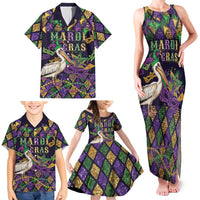 Mardi Gras Pelican Family Matching Tank Maxi Dress and Hawaiian Shirt Let the Good Times Roll