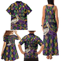 Mardi Gras Pelican Family Matching Tank Maxi Dress and Hawaiian Shirt Let the Good Times Roll