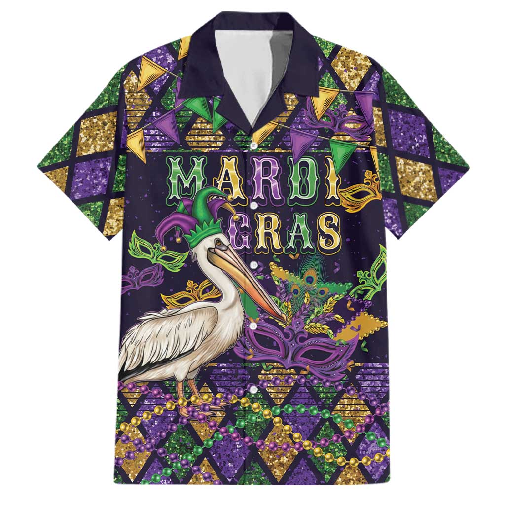 Mardi Gras Pelican Family Matching Tank Maxi Dress and Hawaiian Shirt Let the Good Times Roll