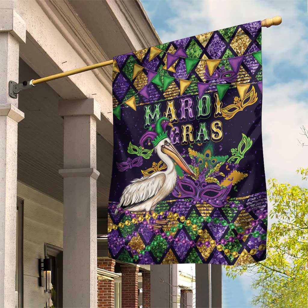 Mardi Gras Pelican Garden Flag Let the Good Times Roll