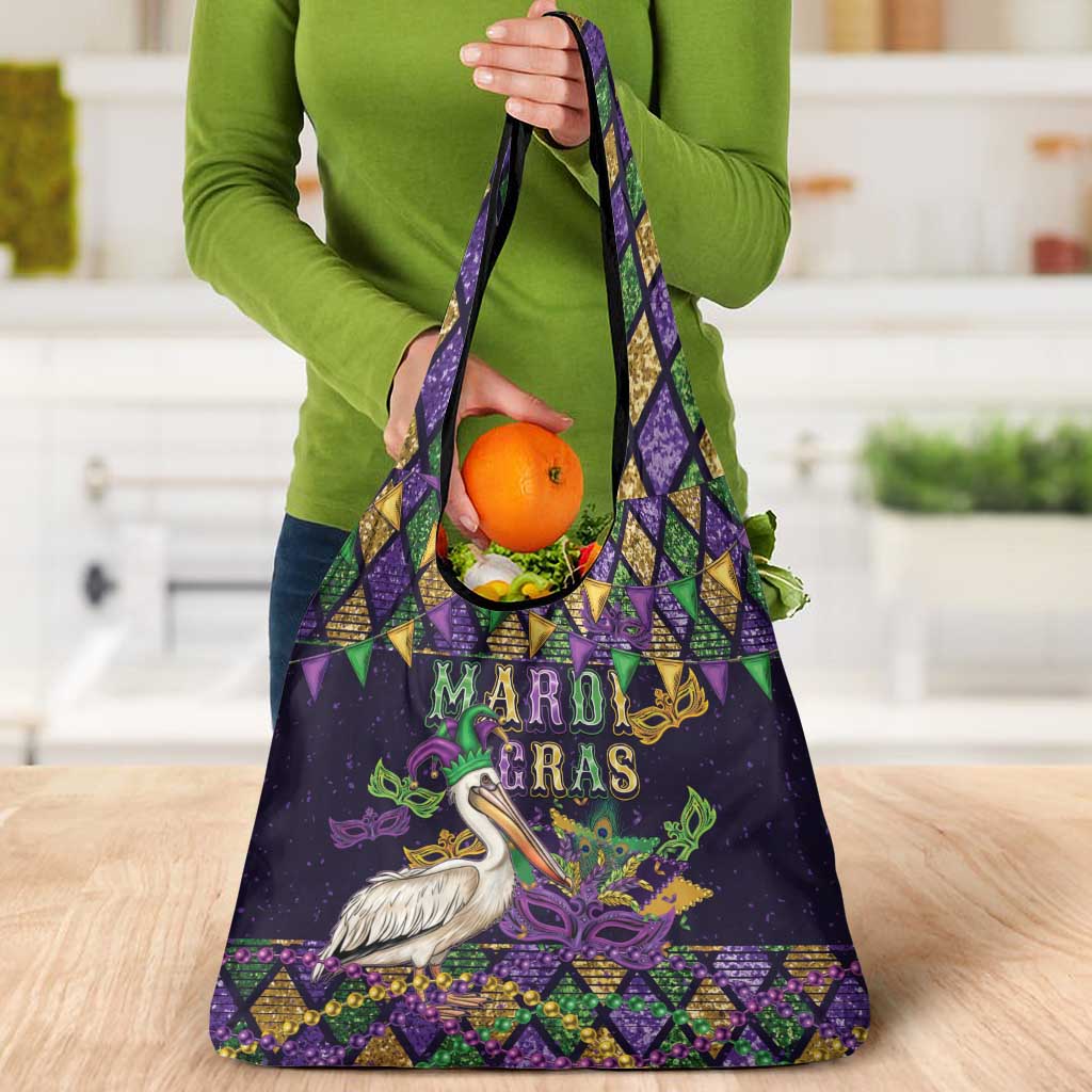 Mardi Gras Pelican Grocery Bag Let the Good Times Roll