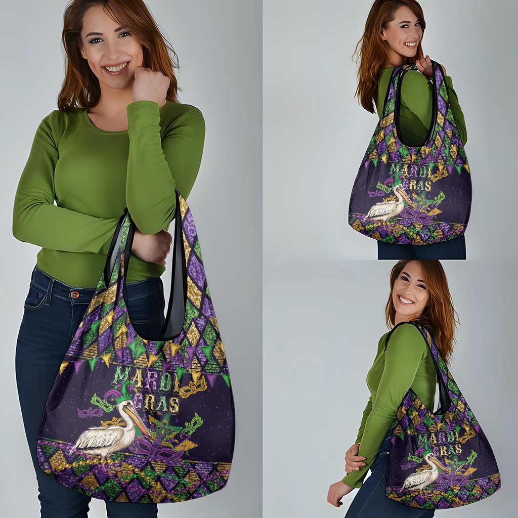 Mardi Gras Pelican Grocery Bag Let the Good Times Roll