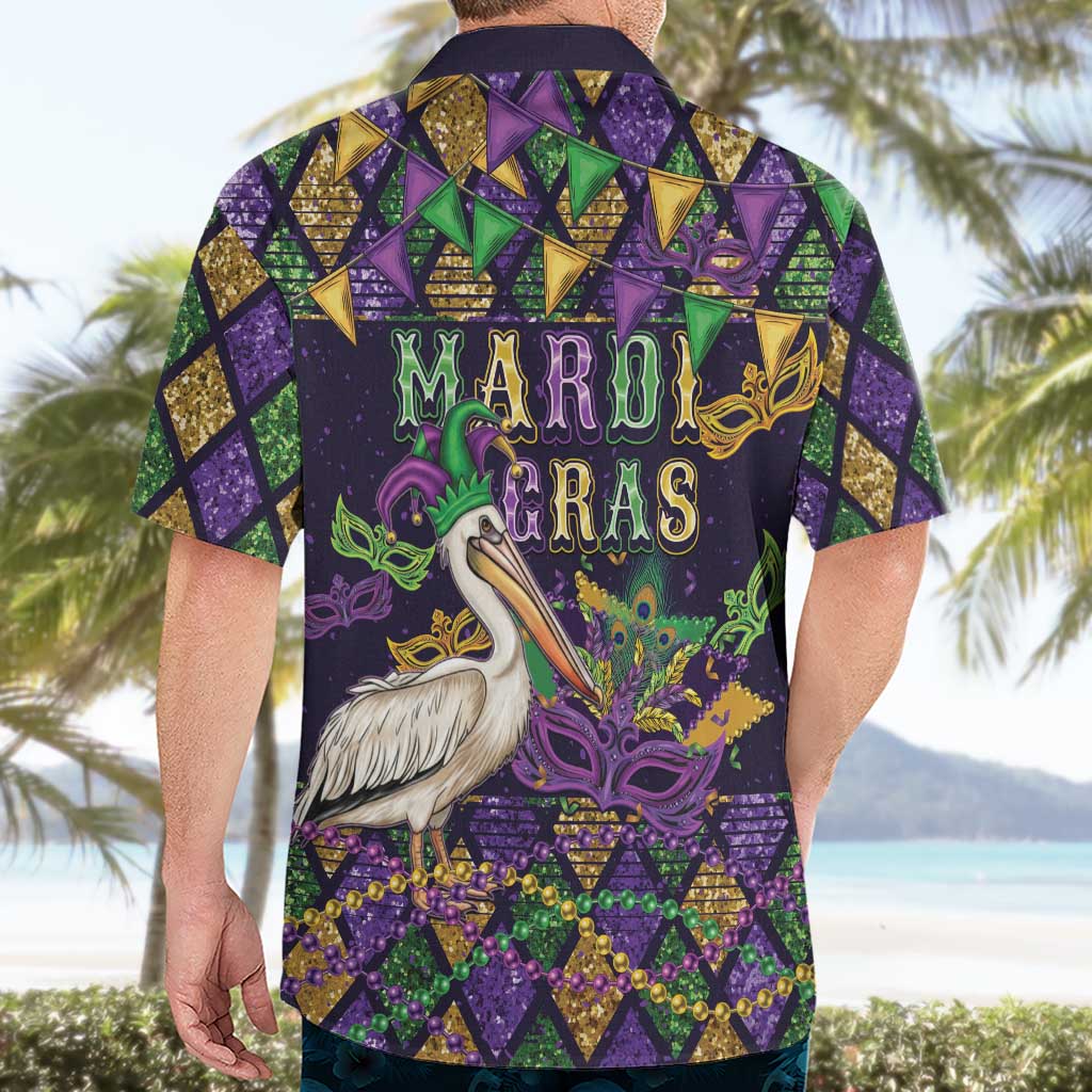 Mardi Gras Pelican Hawaiian Shirt Let the Good Times Roll