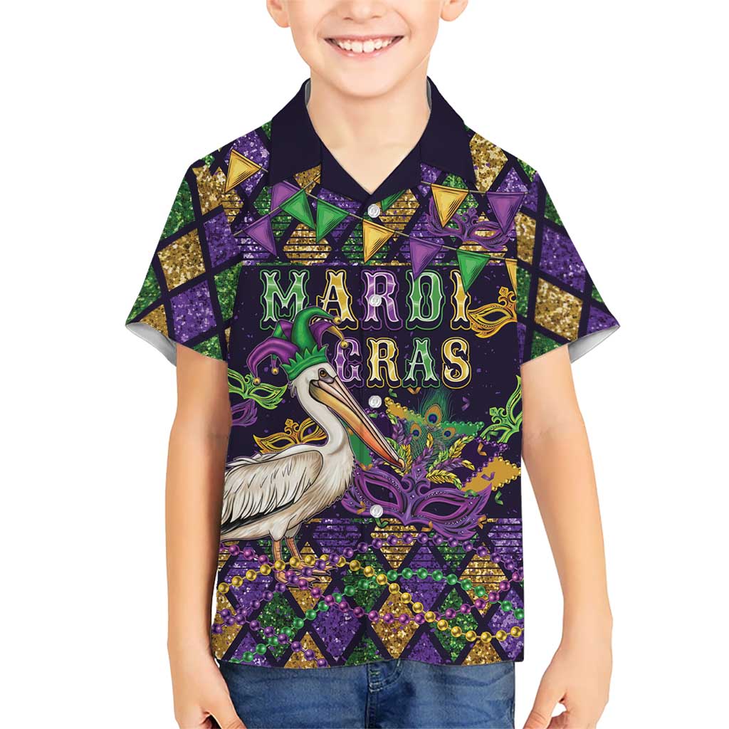 Mardi Gras Pelican Hawaiian Shirt Let the Good Times Roll