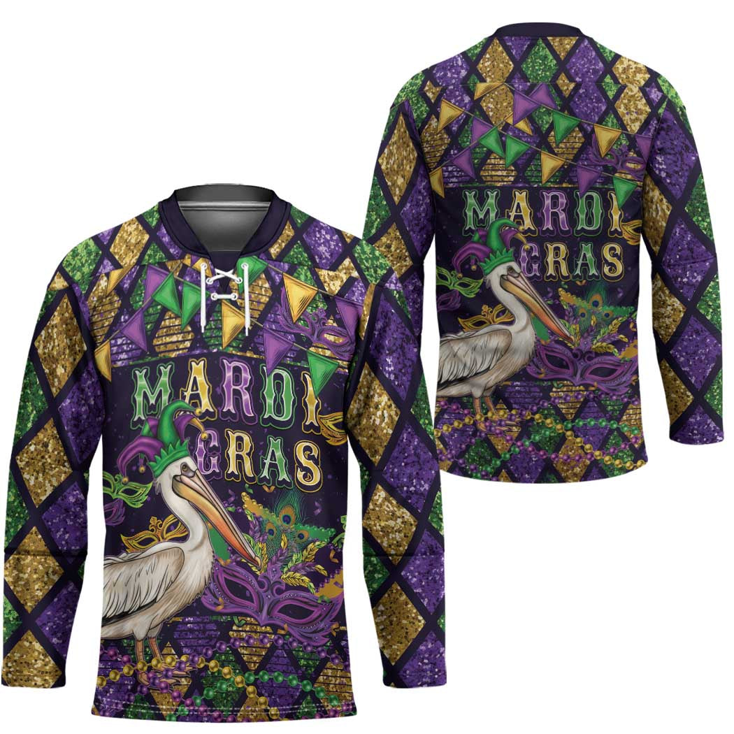 Mardi Gras Pelican Hockey Jersey Let the Good Times Roll