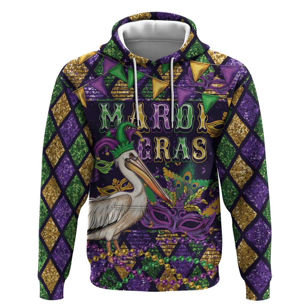 Mardi Gras Pelican Hoodie Let the Good Times Roll