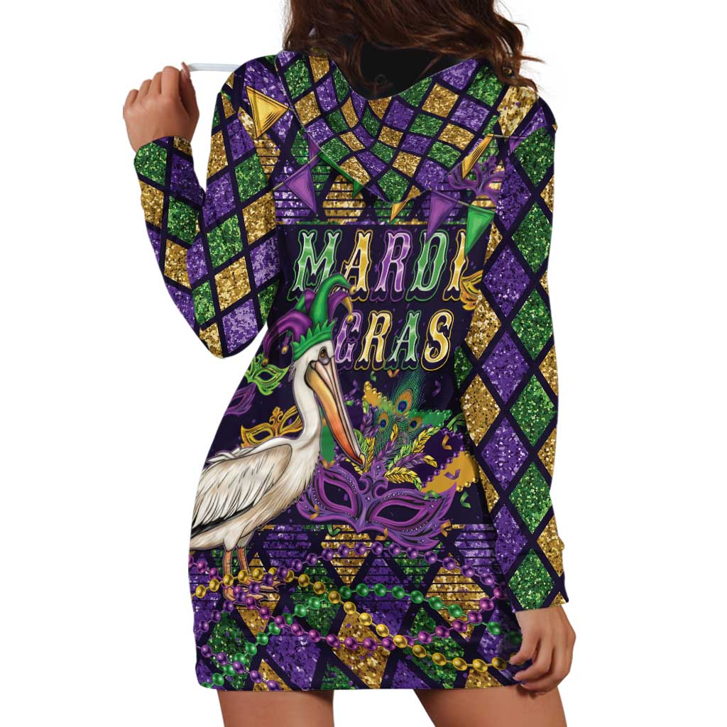 Mardi Gras Pelican Hoodie Dress Let the Good Times Roll