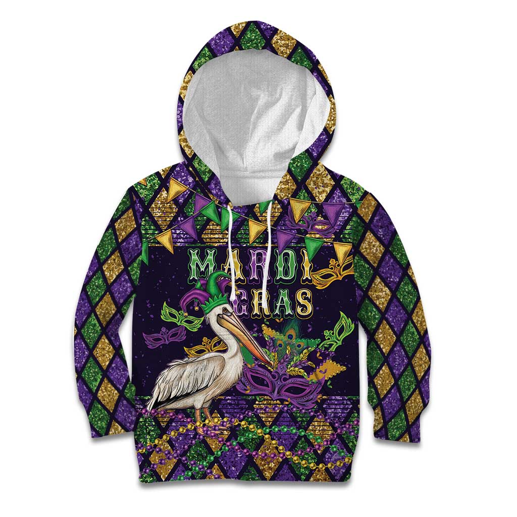 Mardi Gras Pelican Kid Hoodie Let the Good Times Roll