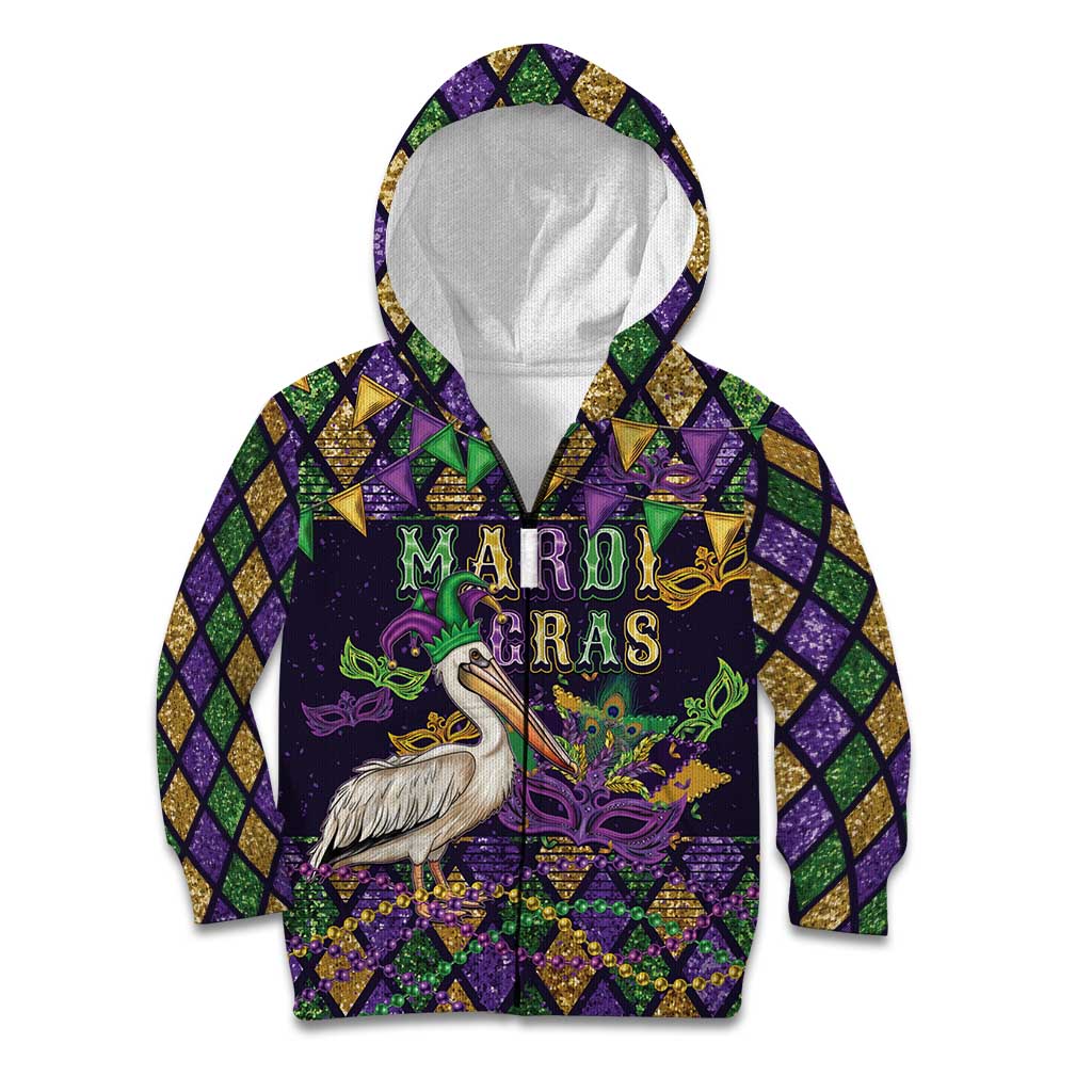 Mardi Gras Pelican Kid Hoodie Let the Good Times Roll