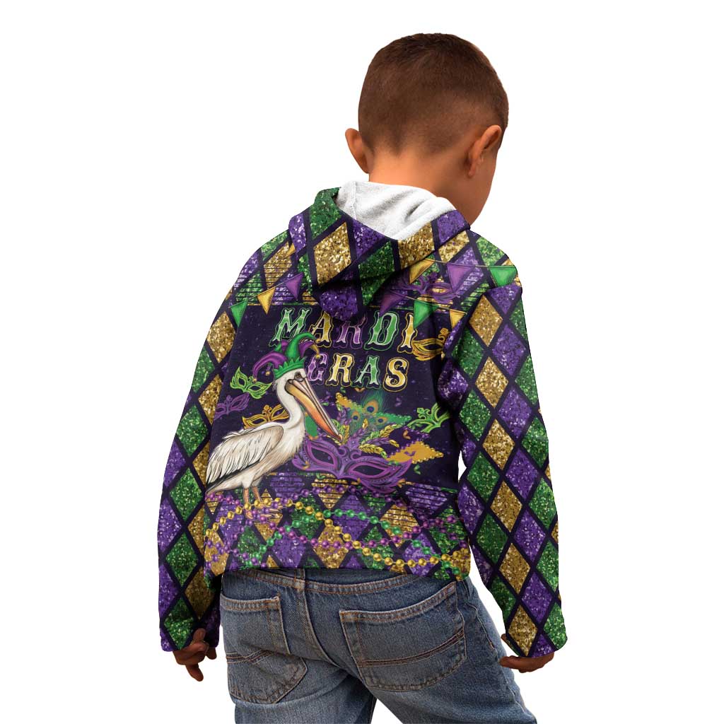 Mardi Gras Pelican Kid Hoodie Let the Good Times Roll
