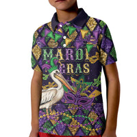 Mardi Gras Pelican Kid Polo Shirt Let the Good Times Roll