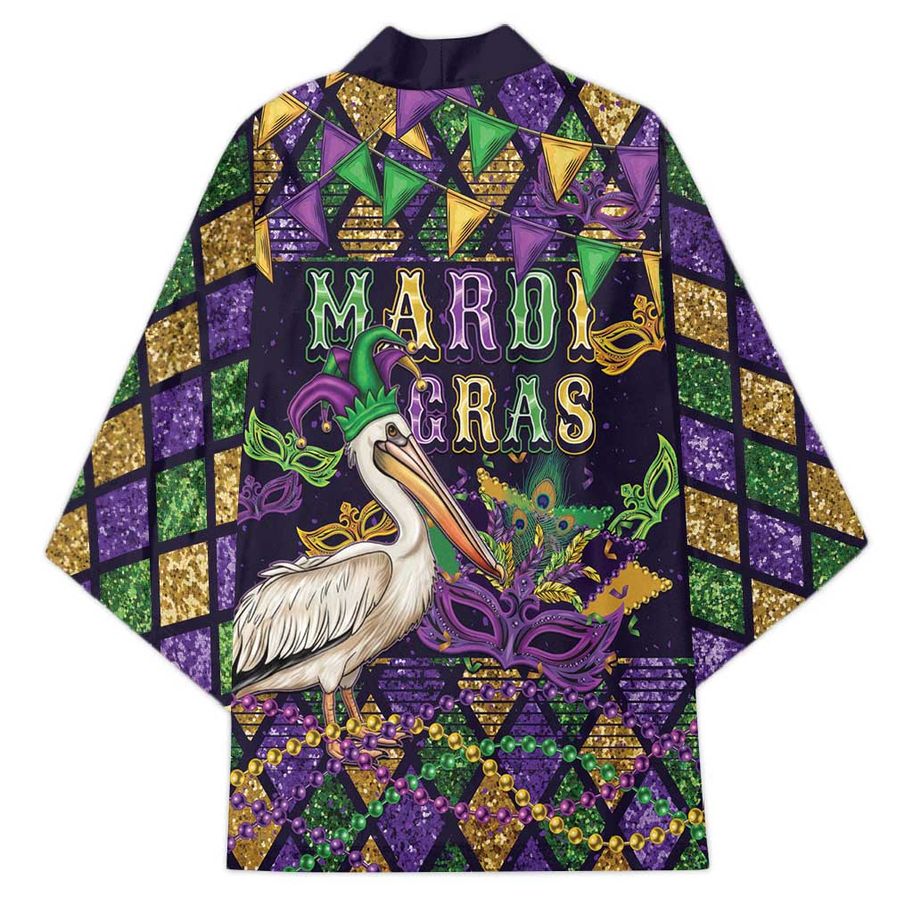 Mardi Gras Pelican Kimono Let the Good Times Roll