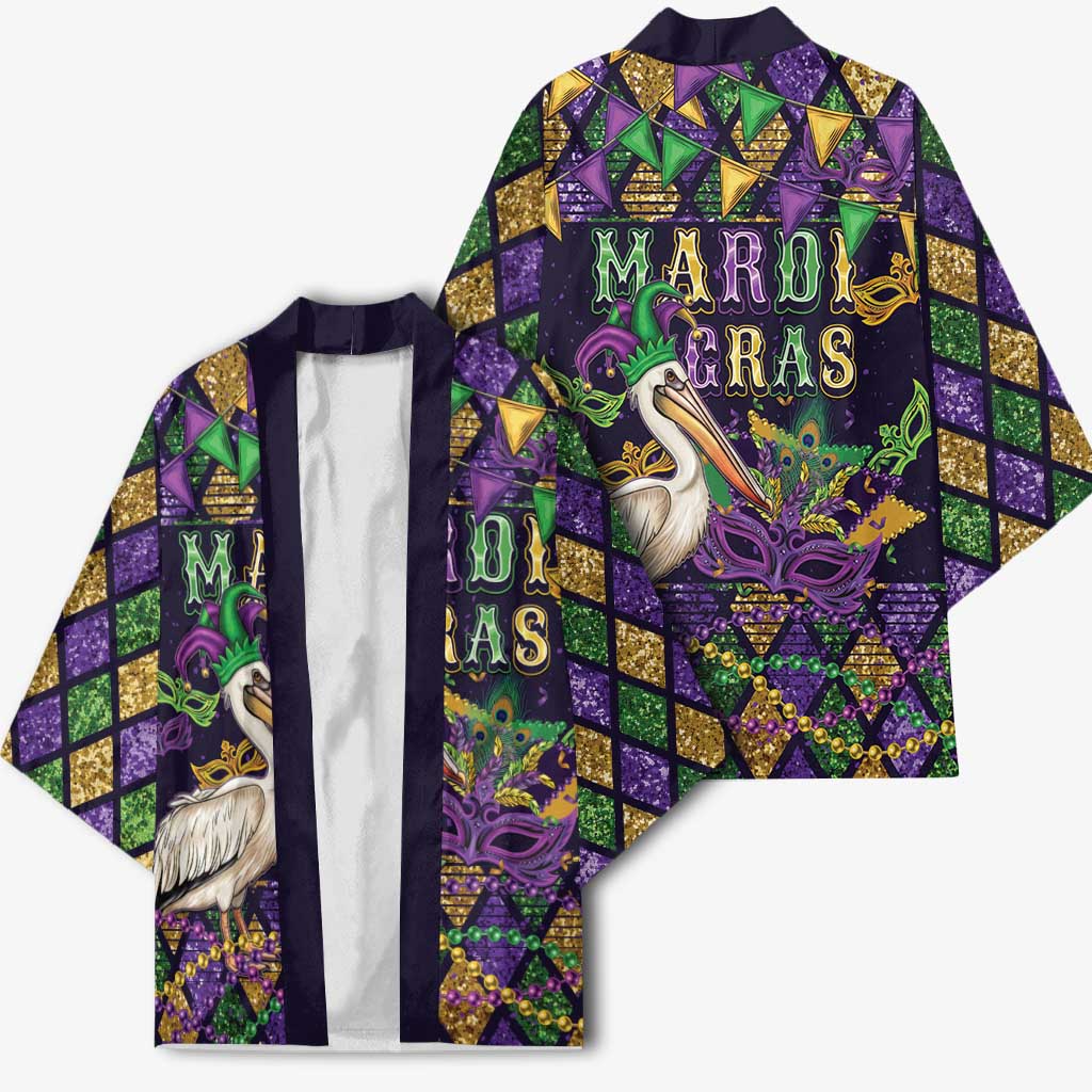 Mardi Gras Pelican Kimono Let the Good Times Roll