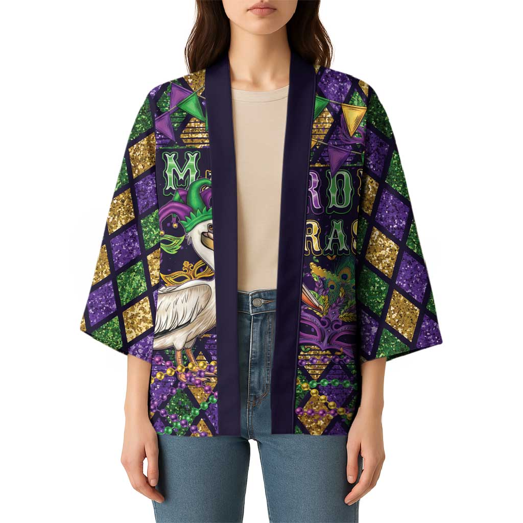 Mardi Gras Pelican Kimono Let the Good Times Roll