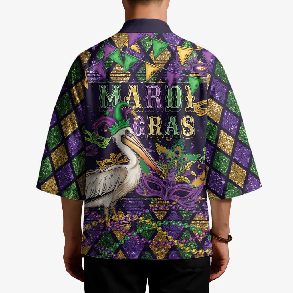 Mardi Gras Pelican Kimono Let the Good Times Roll