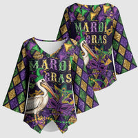 Mardi Gras Pelican Kimono Sleeve Blouse Let the Good Times Roll