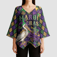 Mardi Gras Pelican Kimono Sleeve Blouse Let the Good Times Roll