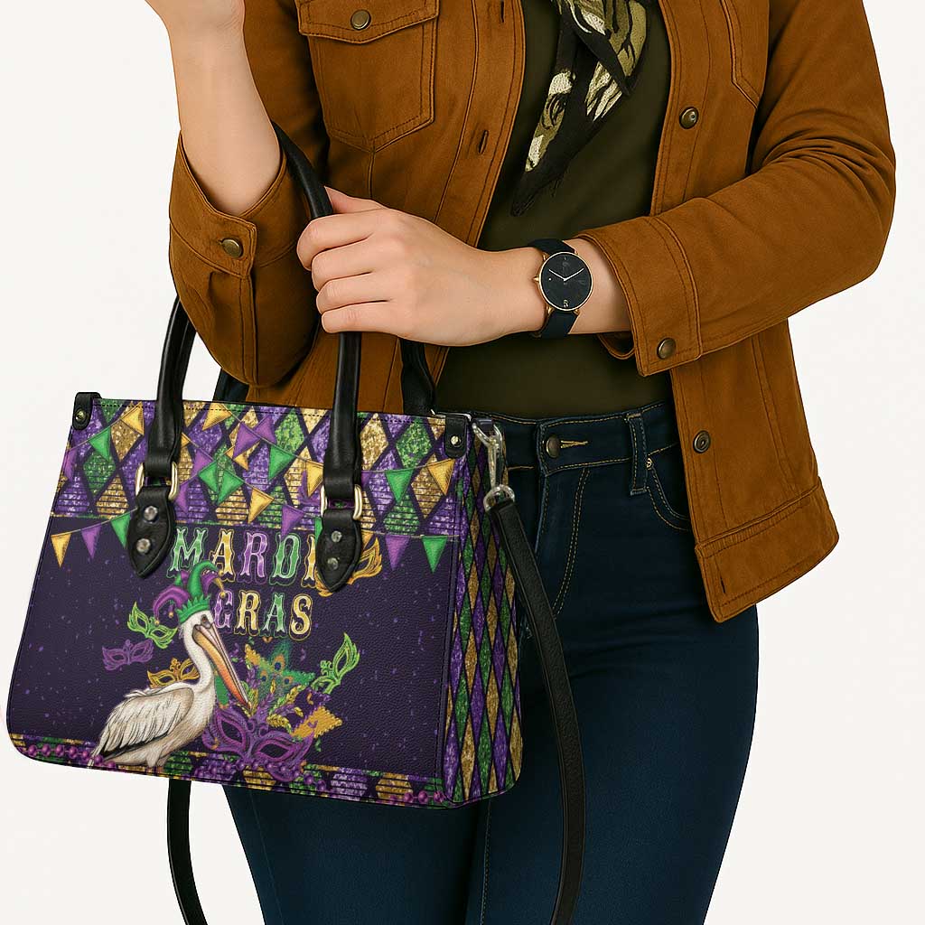 Mardi Gras Pelican Leather Bag Let the Good Times Roll