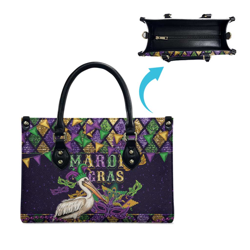 Mardi Gras Pelican Leather Bag Let the Good Times Roll