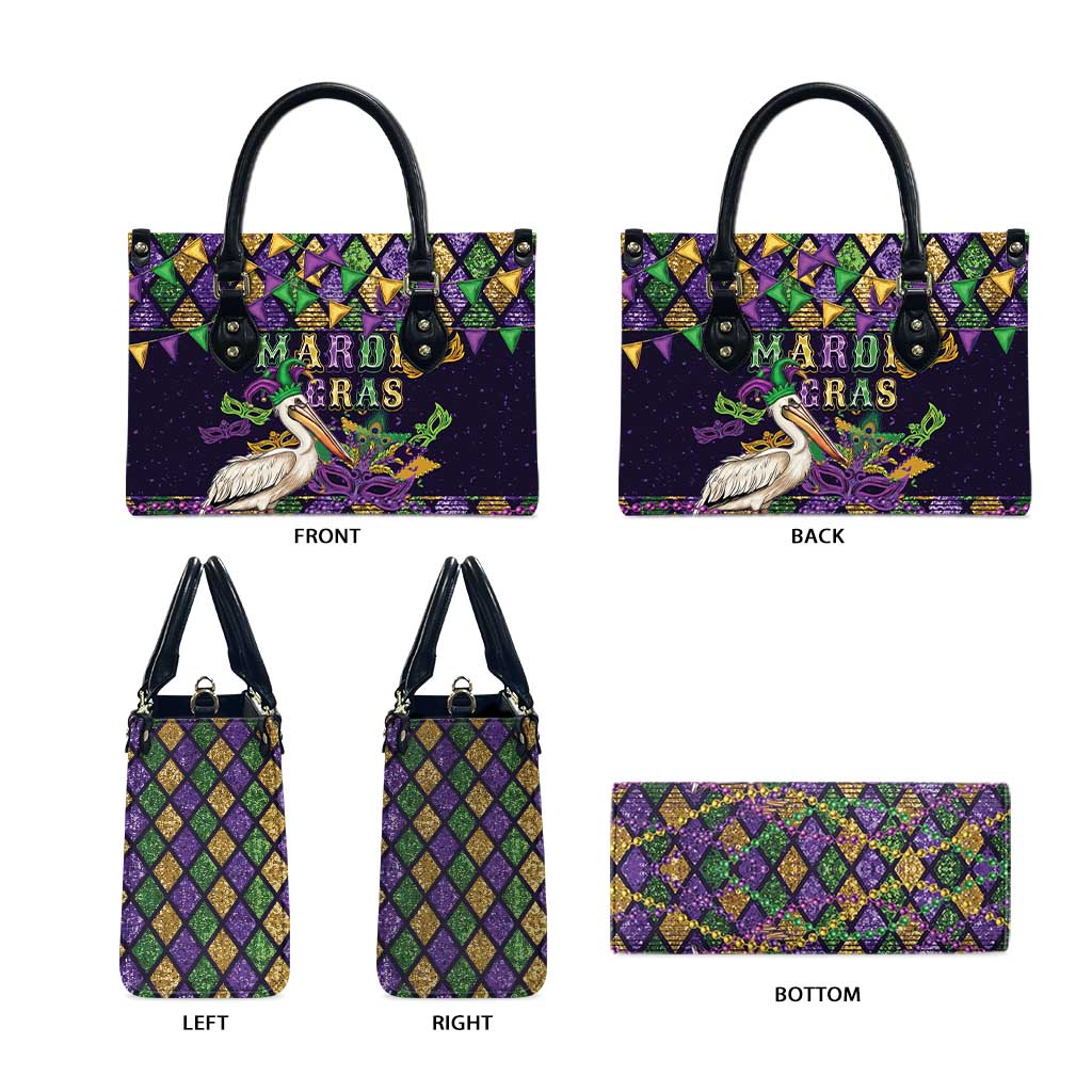 Mardi Gras Pelican Leather Bag Let the Good Times Roll