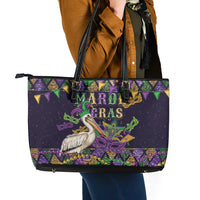 Mardi Gras Pelican Leather Tote Bag Let the Good Times Roll