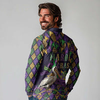 Mardi Gras Pelican Long Sleeve Polo Shirt Let the Good Times Roll