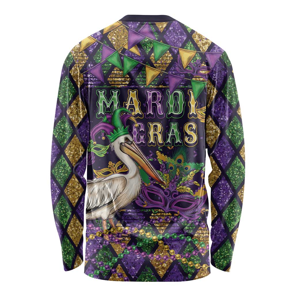 Mardi Gras Pelican Long Sleeve Shirt Let the Good Times Roll