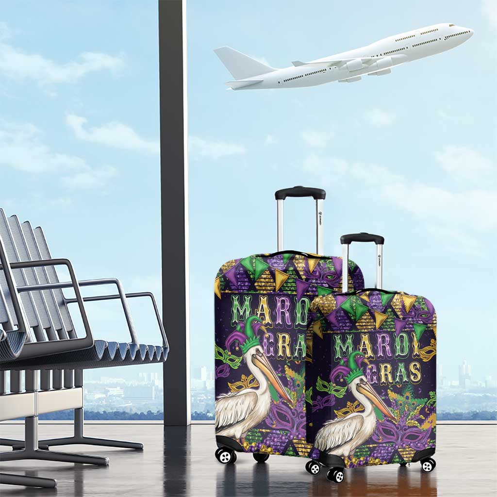 Mardi Gras Pelican Luggage Cover Let the Good Times Roll