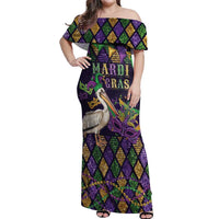 Mardi Gras Pelican Off Shoulder Maxi Dress Let the Good Times Roll