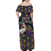 Mardi Gras Pelican Off Shoulder Maxi Dress Let the Good Times Roll