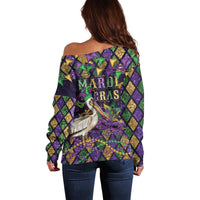 Mardi Gras Pelican Off Shoulder Sweater Let the Good Times Roll