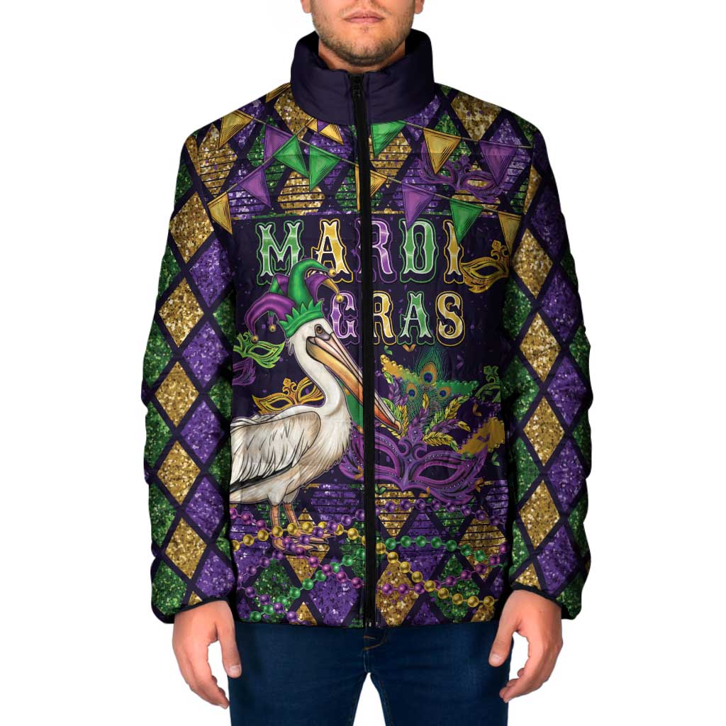 Mardi Gras Pelican Padded Jacket Let the Good Times Roll