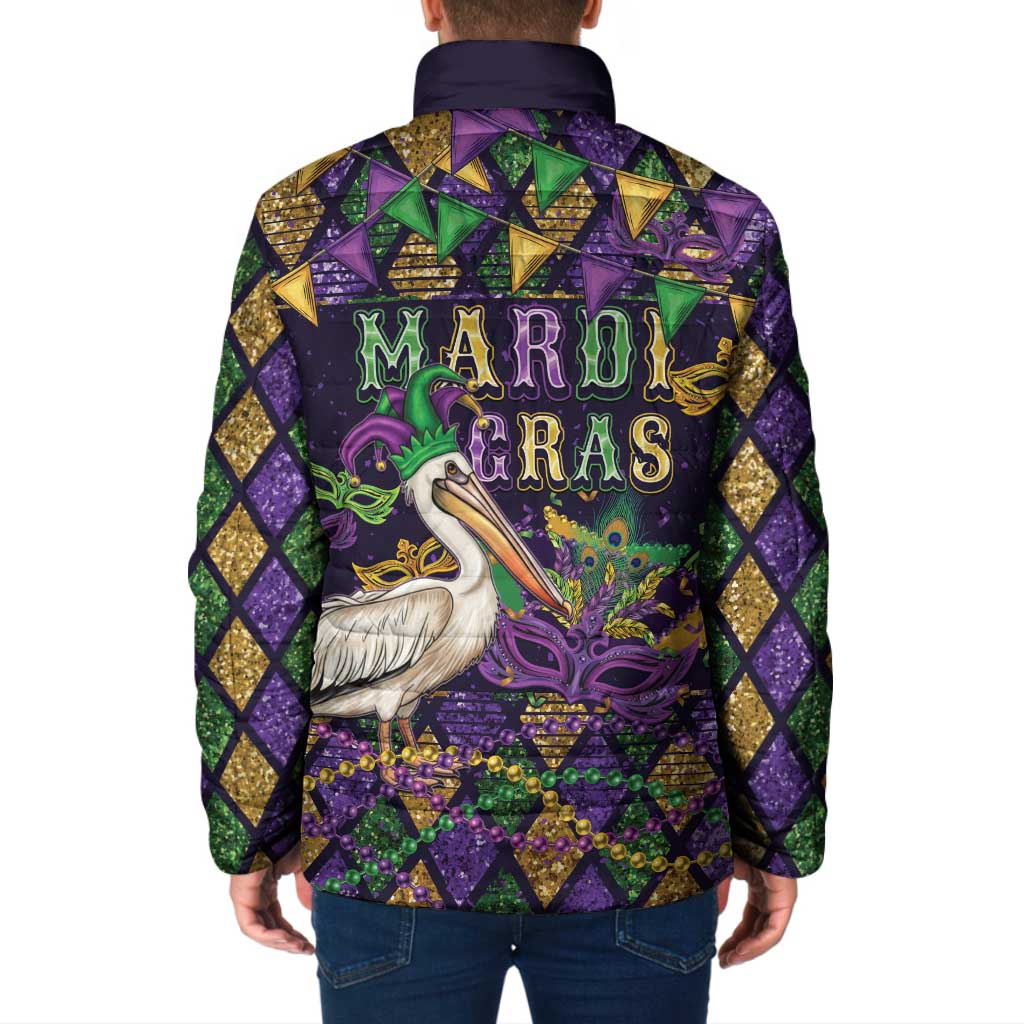 Mardi Gras Pelican Padded Jacket Let the Good Times Roll
