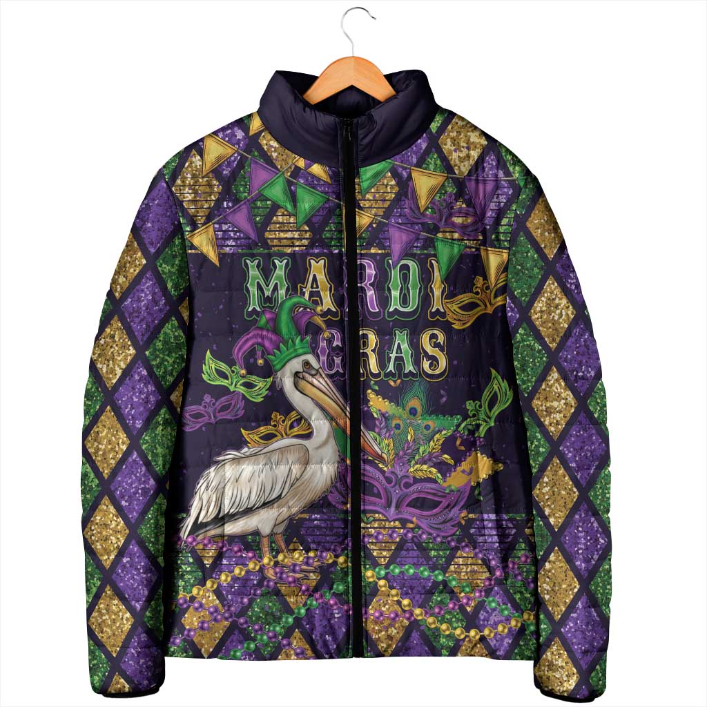 Mardi Gras Pelican Padded Jacket Let the Good Times Roll