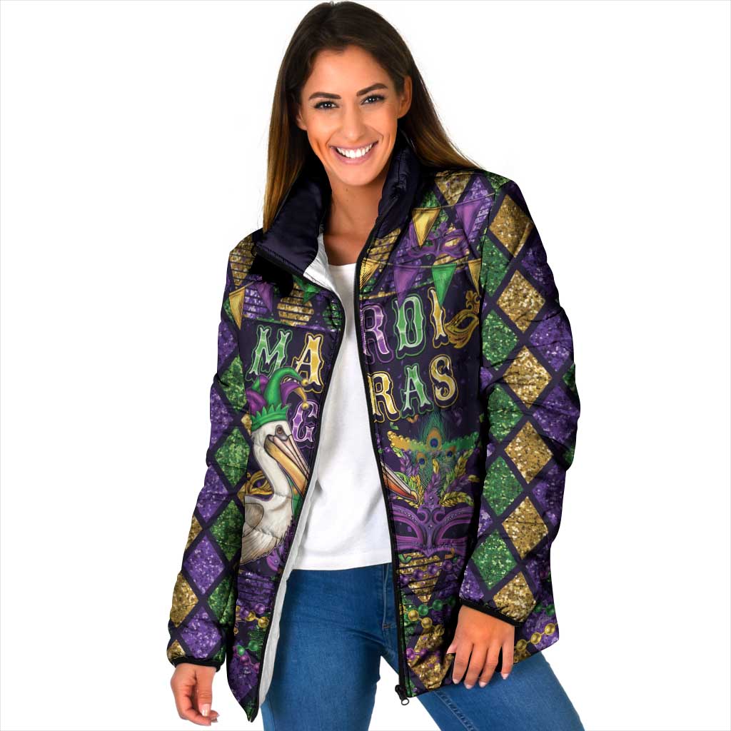 Mardi Gras Pelican Padded Jacket Let the Good Times Roll