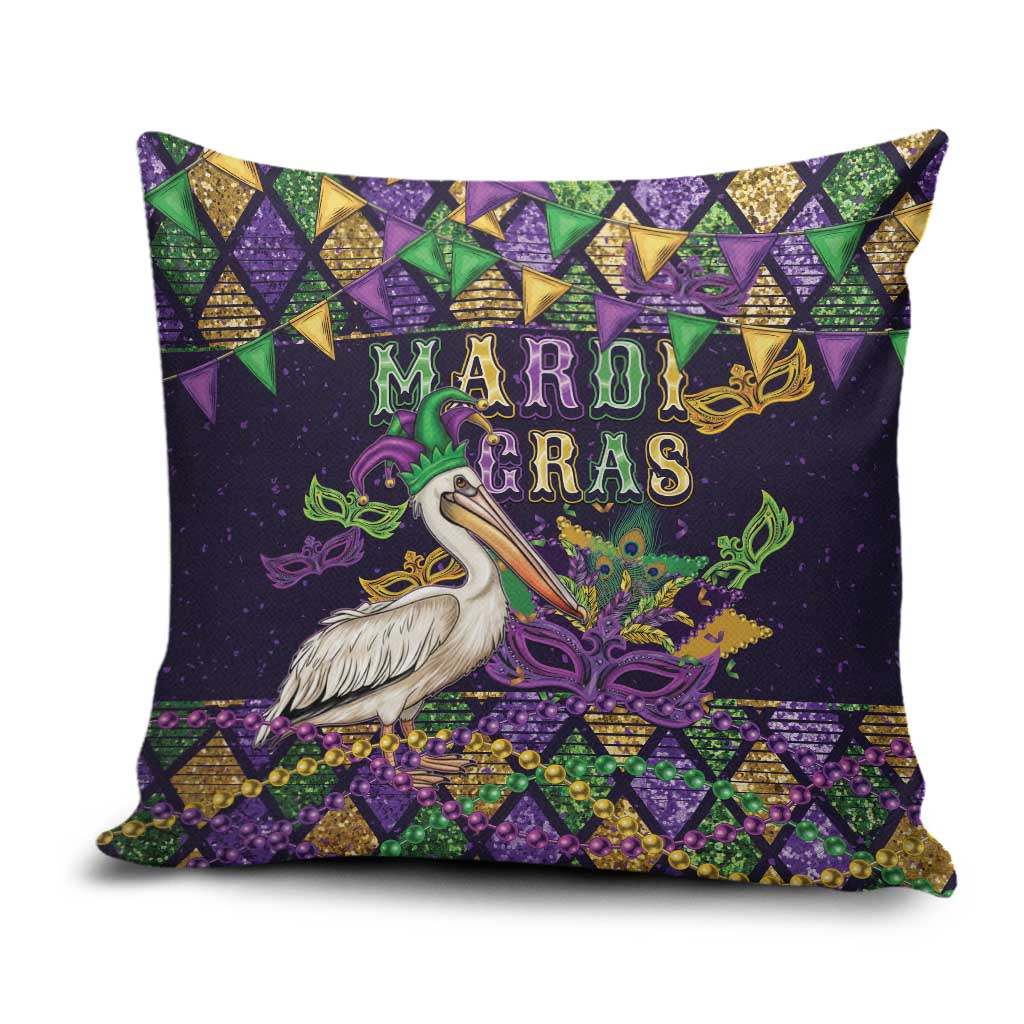 Mardi Gras Pelican Pillow Cover Let the Good Times Roll