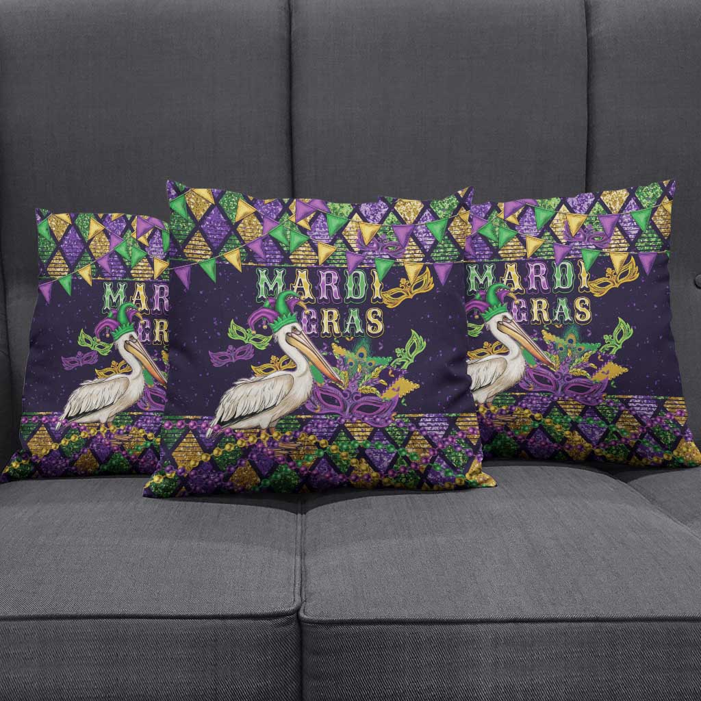 Mardi Gras Pelican Pillow Cover Let the Good Times Roll