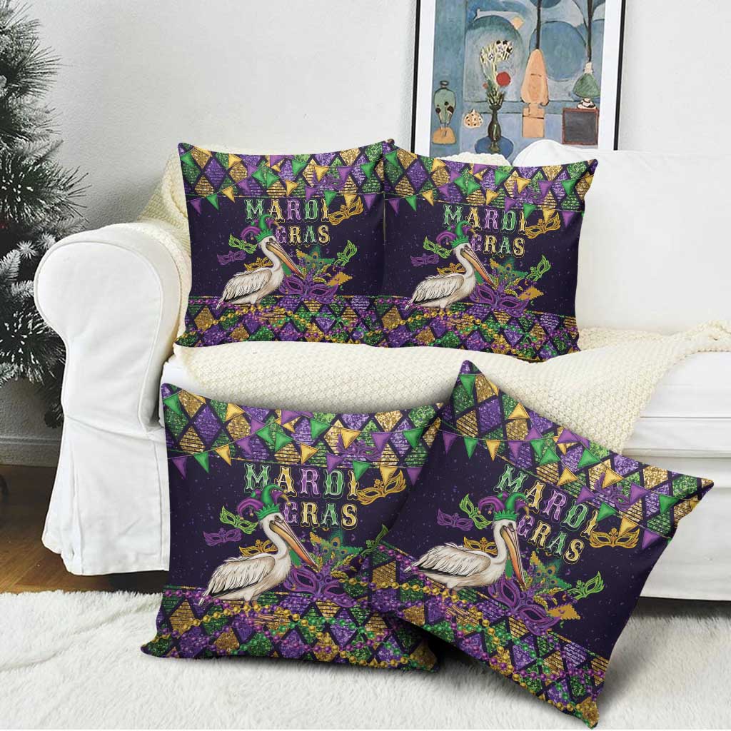 Mardi Gras Pelican Pillow Cover Let the Good Times Roll