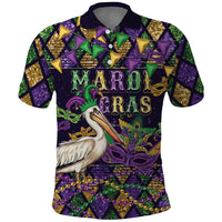 Mardi Gras Pelican Polo Shirt Let the Good Times Roll