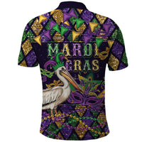 Mardi Gras Pelican Polo Shirt Let the Good Times Roll