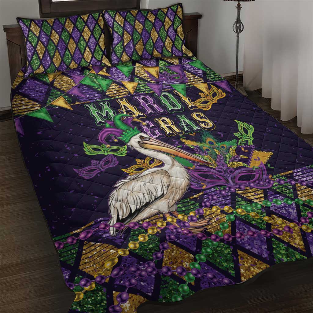 Mardi Gras Pelican Quilt Bed Set Let the Good Times Roll