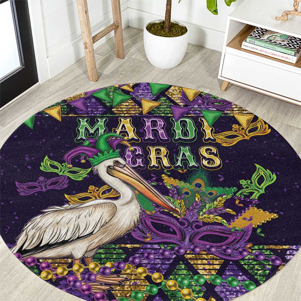Mardi Gras Pelican Round Carpet Let the Good Times Roll