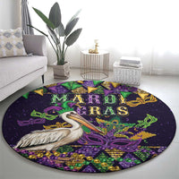 Mardi Gras Pelican Round Carpet Let the Good Times Roll