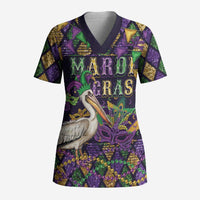 Mardi Gras Pelican Scrub Top Let the Good Times Roll