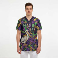 Mardi Gras Pelican Scrub Top Let the Good Times Roll