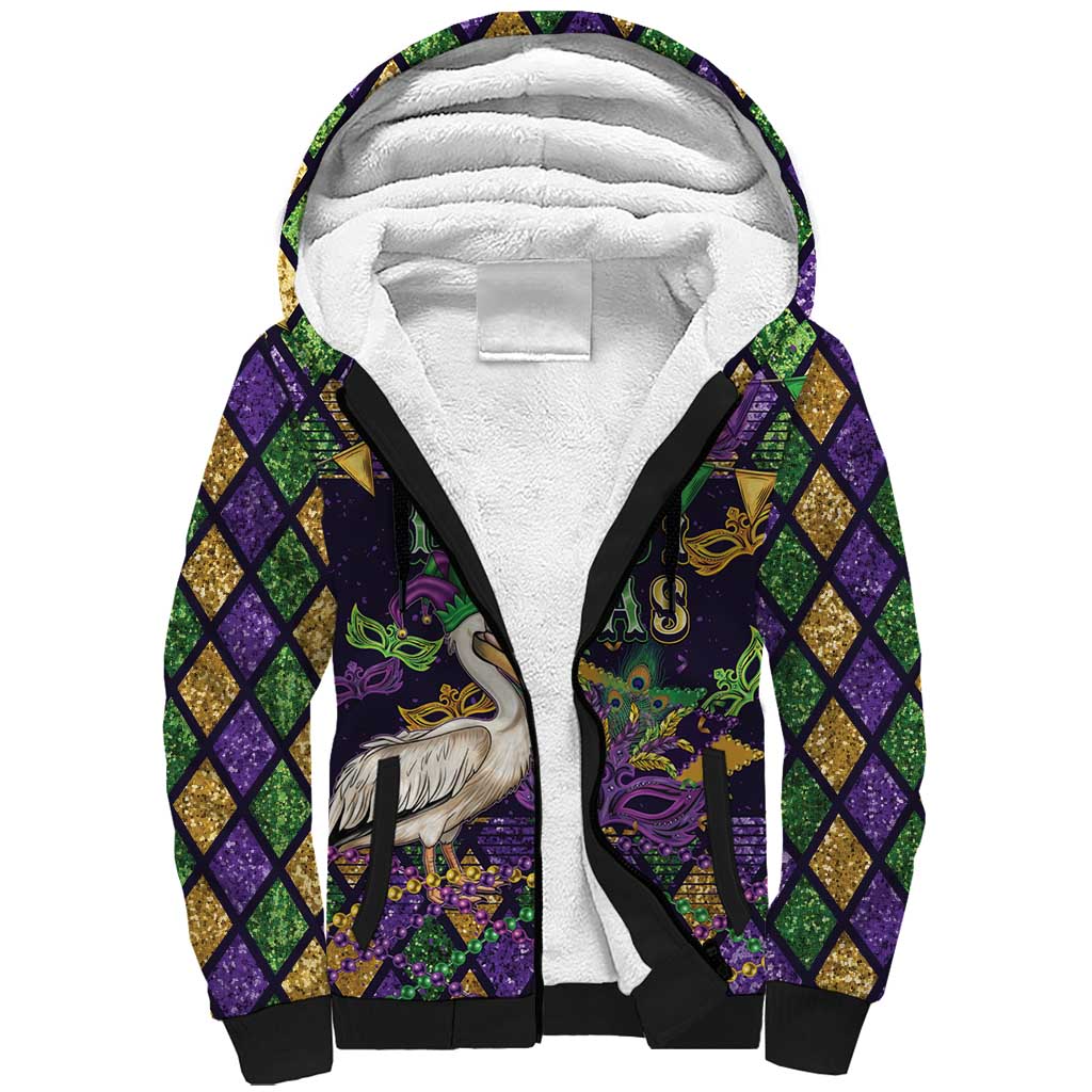 Mardi Gras Pelican Sherpa Hoodie Let the Good Times Roll