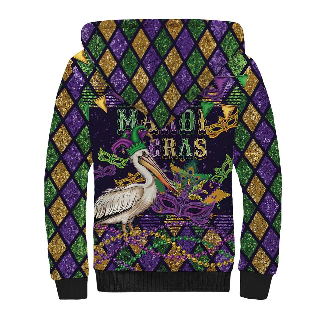 Mardi Gras Pelican Sherpa Hoodie Let the Good Times Roll