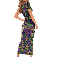 Mardi Gras Pelican Short Sleeve Bodycon Dress Let the Good Times Roll